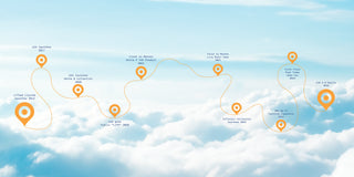 Urb runway concept with cloud map and pinned locations