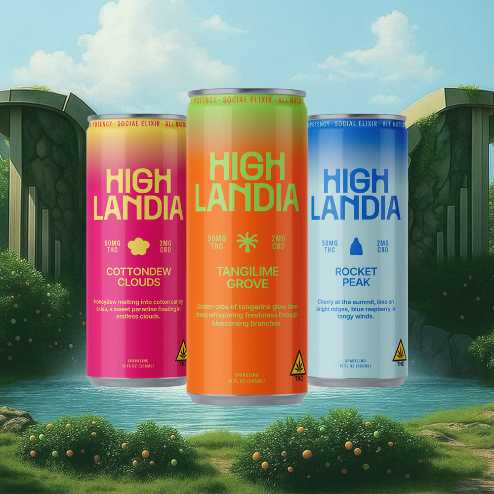 Highlandia THC drink collection of 12 fluid ounce cans