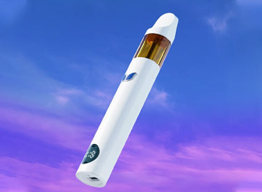 URB cannabis vape pen on sky background