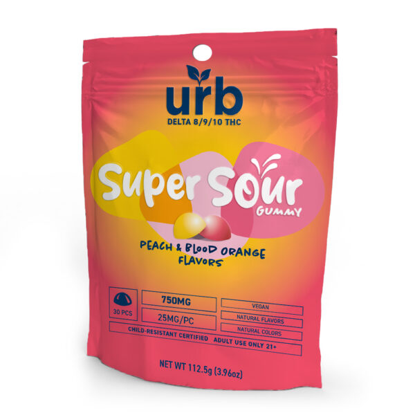 D8/D9/D10 Super Sour Gummies 3000MG - Peach and Blood Orange | Urb
