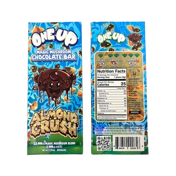 One Up Amanita Magic Mushroom Chocolate Bars - Almond Crunch | Urb