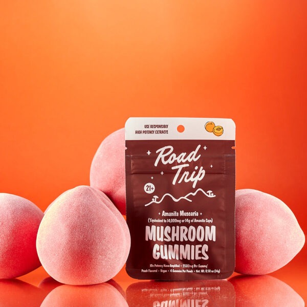 Road Trip Amanita Muscaria Magic Mushroom Gummies - Peach | Urb