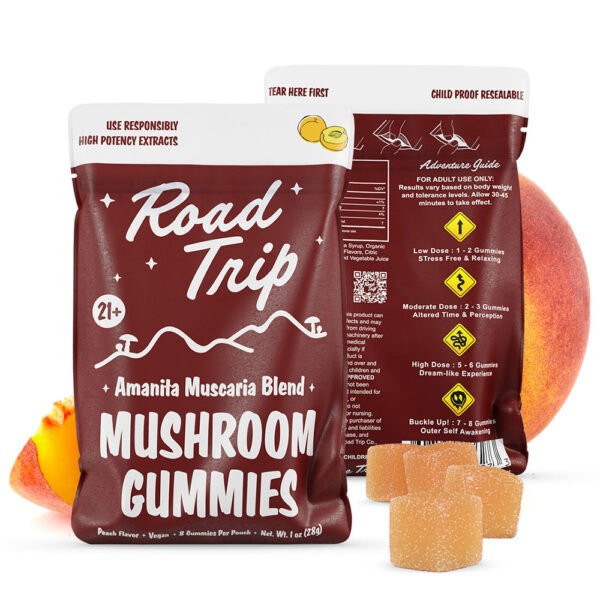 Road Trip Amanita Muscaria Magic Mushroom Gummies - Peach | Urb